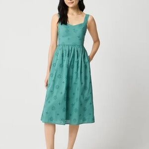 J Crew Factory NWT Eyelet Midi Dress, Mineral Green Size 4
